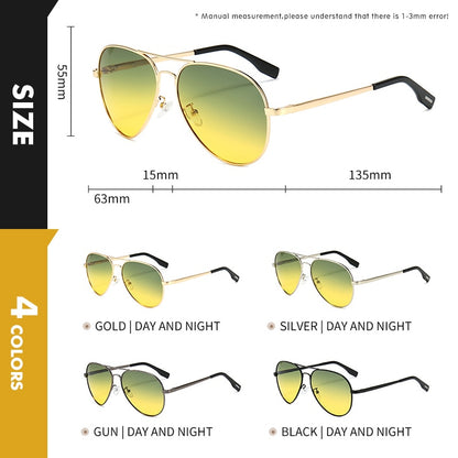 Lioumo Pilot Sonnenbrille für Tag und Nacht - Polarisierte Photochrome Brille für Männer und Frauen - Unisex Sonnenbrille für vielseitigen Einsatz UV400