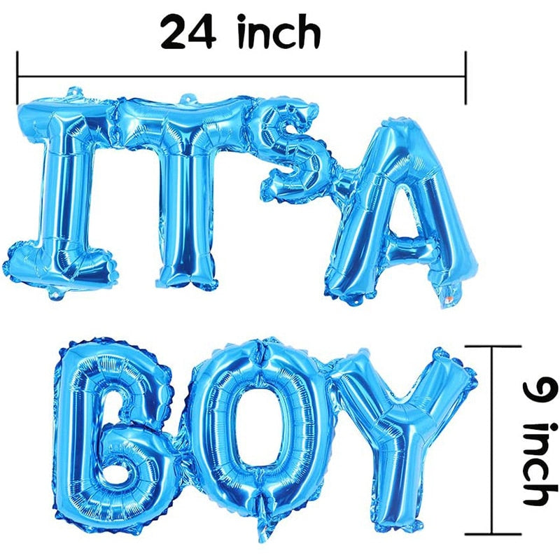 Verträumte Baby Shower Dekoration: Its a Boy or Girl Hintergrund mit Regenvorhang, Gender Reveal Ballons, Willkommensschild - Perfekte Dekoration für die Ankunft des Babys, Enthüllungparty Junge oder Mädchen