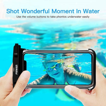 FONKEN Wasserdichte Handyhülle - Transparente Schwimm- und Tauchhülle - Vollständiger Schutz - Kompatibel mit Samsung, iPhone, Xiaomi, Huawei - Universelle wasserdichte Telefonhülle