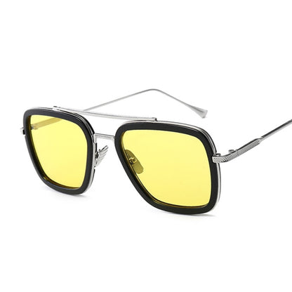 Luxus Quadrat Sonnenbrille für Männer, Marke Designer-Retro Sonnenbrille mit Legierte Rahmen, Große Sonnenbrille, Sonnenbrillen aus Film UV400