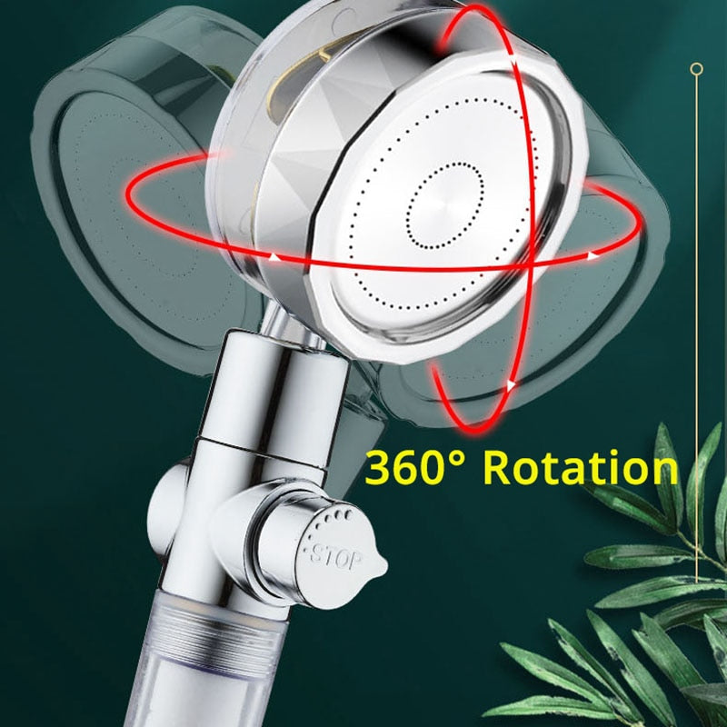 Kraftvolle Druckregulierung: Wassersparende, drehbare Handbrause mit 360-Grad-Bewegung und integriertem Lüfter - Waschbarer Duschkopf mit Regeneffekt