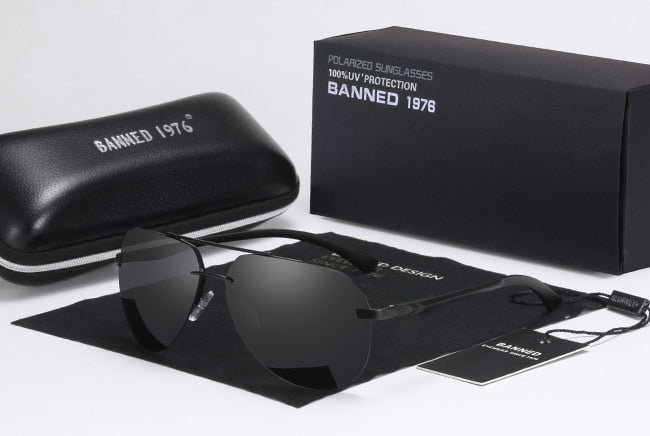 BANNED 1976 Aluminium Magnesium HD Polarisierte Sonnenbrille für Frauen und Männer - Stilvolle Pilotenbrille mit UV400-Schutz und Spiegelglas