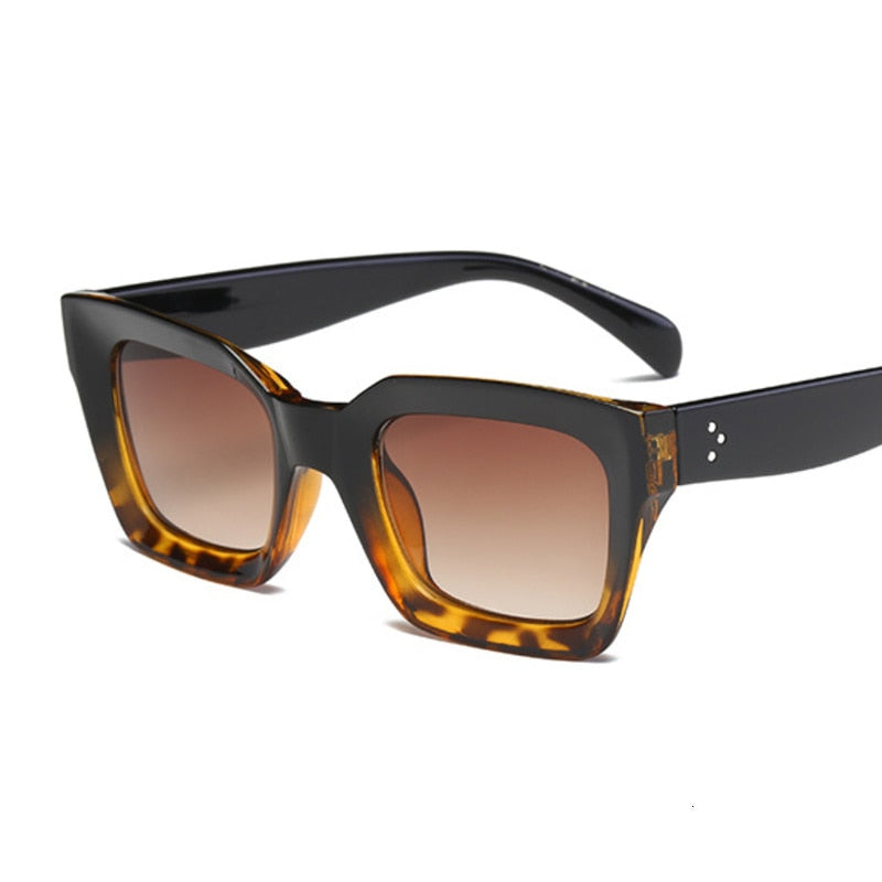 Modische dicke Rahmenquadrat-Sonnenbrille für Frauen - Markendesign, vintage-verspiegelt, übergroß, neue Cat-Eye-Sonnenbrillen für Damen UV 400