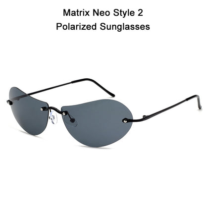 JackJad 2021 Fashion Cool The Matrix Neo Style Polarized Sunglasses: Ultraleichte randlose Herren-Sonnenbrille mit Brand Design und UV400-Schutz