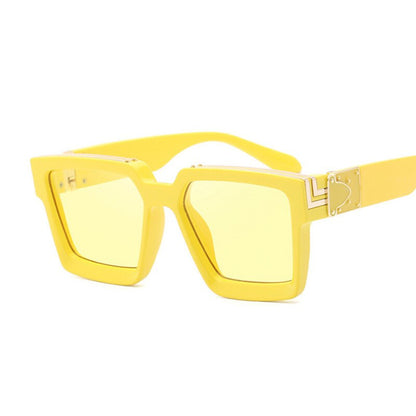 AKLFHNC Luxury Square Sunglasses Woman: Designer Spiegelnde Sonnenbrille in Bonbonfarben mit Gradienten-Gläsern und UV400-Schutz