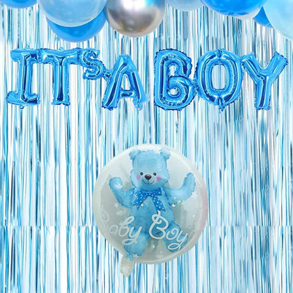 Verträumte Baby Shower Dekoration: Its a Boy or Girl Hintergrund mit Regenvorhang, Gender Reveal Ballons, Willkommensschild - Perfekte Dekoration für die Ankunft des Babys, Enthüllungparty Junge oder Mädchen