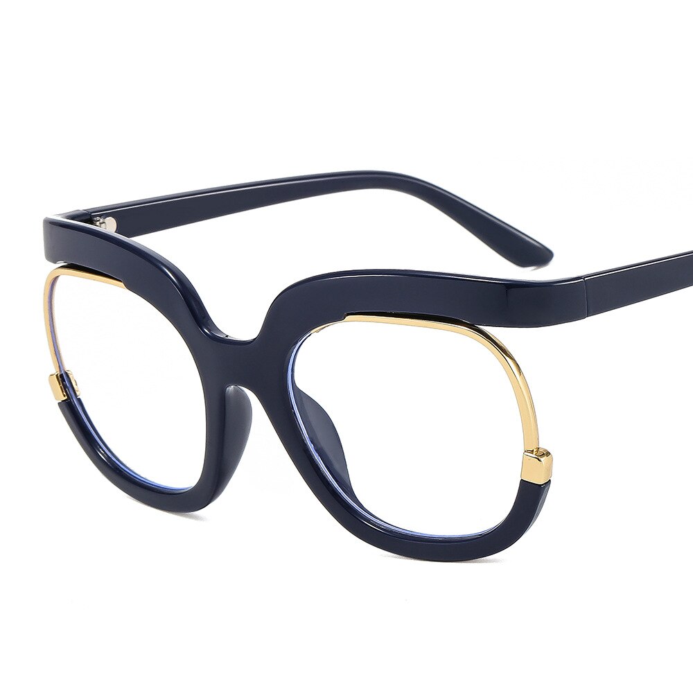 Neue modische Damenbrille in sieben Farben - Anti-Blau-Licht-Gläser für Frauen mit übergroßem Rahmen, Retro-Luxusdesign, klare Linsen für Lesen und Computerarbeit