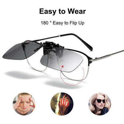 Polarisierte Sonnenbrillenclips für Brillen - Clip-Ons für das Autofahren und Nachtsicht, UV400-Schutz, Outdoor-Schattierungen, hochauflösende Sonnenbrillenclips