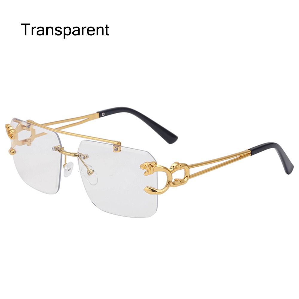Retro-Cheetah-Dekoration Sonnenbrille für Damen und Herren - Metall-Steampunk-Sonnenbrille ohne Rahmen, modische Shades mit UV400-Schutz
