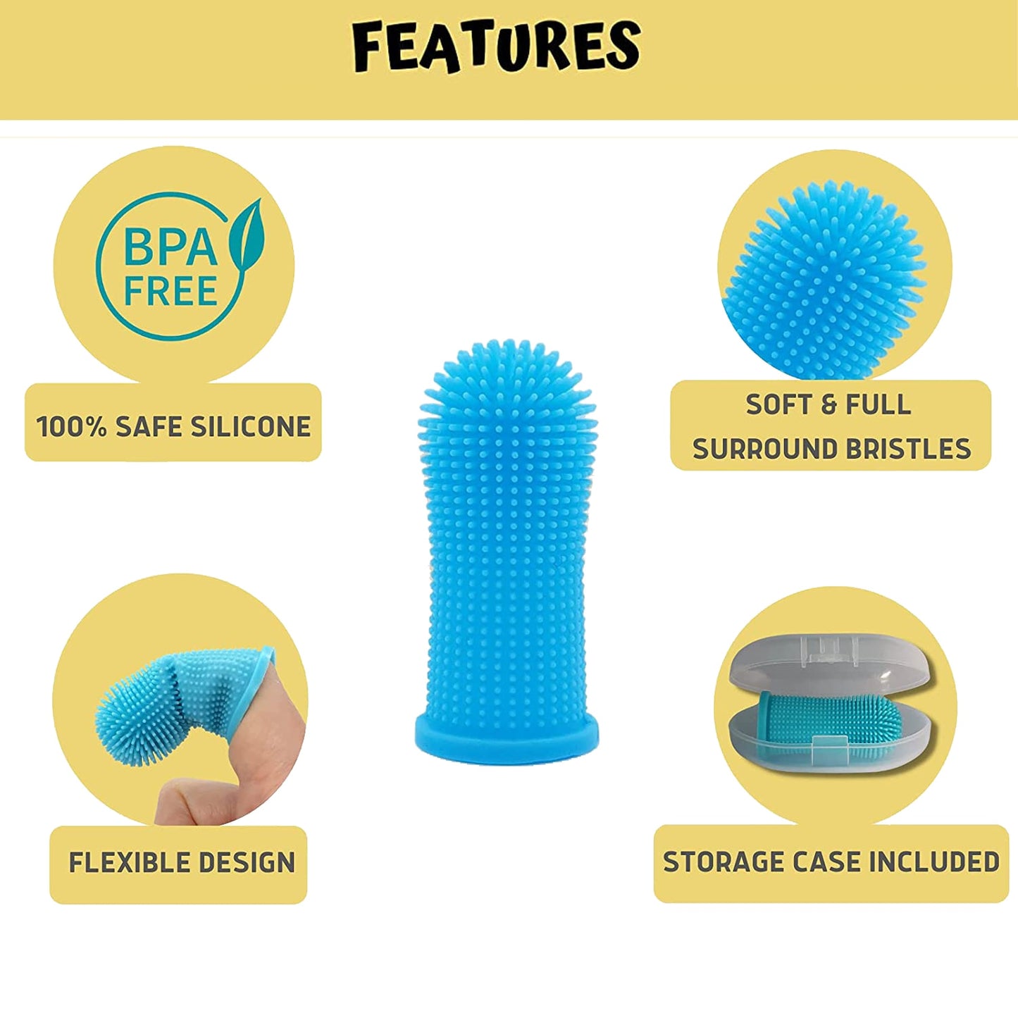 Super Soft Pet Finger Toothbrush - Zahnpflege für Hunde und Katzen - Nontoxic Silicone - Effektive Reinigung für frischen Atem - Hundezahnbürste