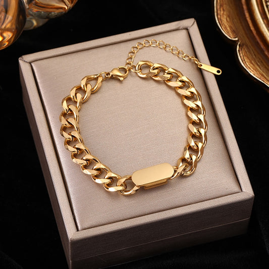 EILIECK Stainless Steel Gold Color Bracelet for Women - Fashion Trendy Vintage Retro Classic
