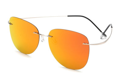 Hochwertige aus 100% Titanium Piloten-Sonnenbrille, Polaroid Polarisiert, Super Leicht und Designer Rimless für Herren UV400