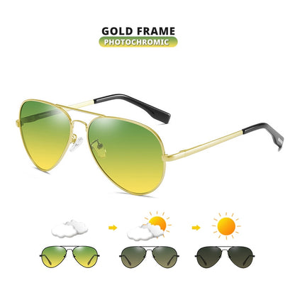 Lioumo Pilot Sonnenbrille für Tag und Nacht - Polarisierte Photochrome Brille für Männer und Frauen - Unisex Sonnenbrille für vielseitigen Einsatz UV400