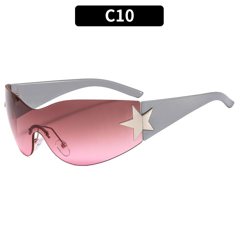 2023 Fashion Punk Y2K Sonnenbrillen mit Stern für Damen und Herren - Trendige umwickelnde Sonnenbrillen mit Sternendekoration und UV400-Schutz