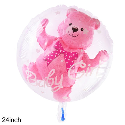 Magische 4D Transparente Baby Shower Dekoration: Bär-Blasenballons für Jungen und Mädchen, 1. Geburtstagsparty, Blau und Pink, Heliumballon, Geschlechtsenthüllung