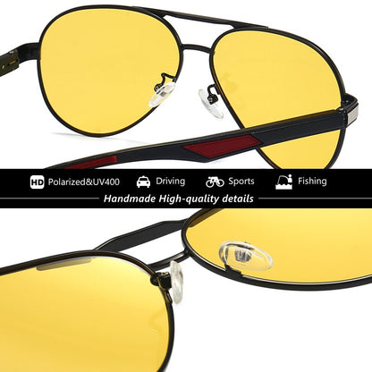 Freie Sicht - Hohe Qualität Tag Nacht Vision Gläser Für Fahren. Piloten Polarisierende Sonnenbrille für Männer und Frauen  UV400