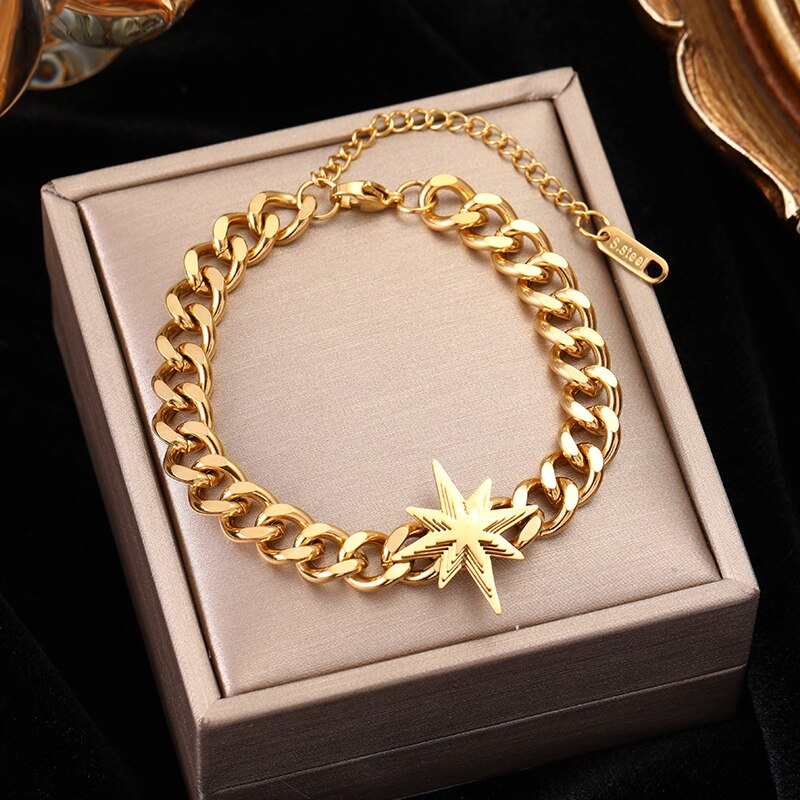EILIECK Stainless Steel Gold Color Bracelet for Women - Fashion Trendy Vintage Retro Classic