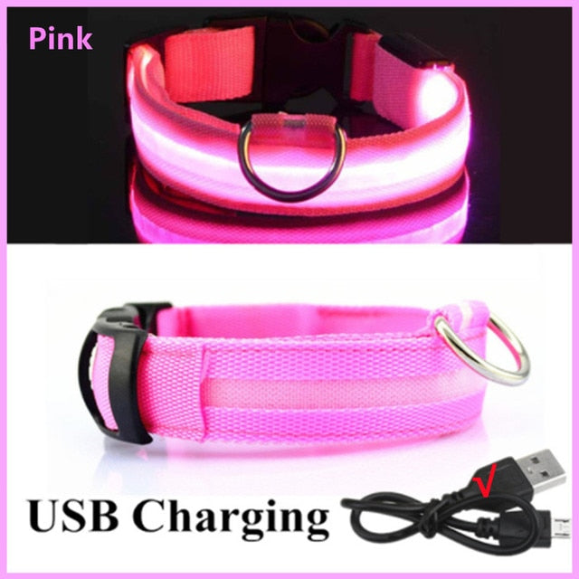 USB Leuchtendes Hundehalsband, Einstellbares Blinkendes Hundennachtlicht, Sicherheitshalsband für Haustiere, Halskette, Halsband für kleine, mittlere und große Hunde und Katzen