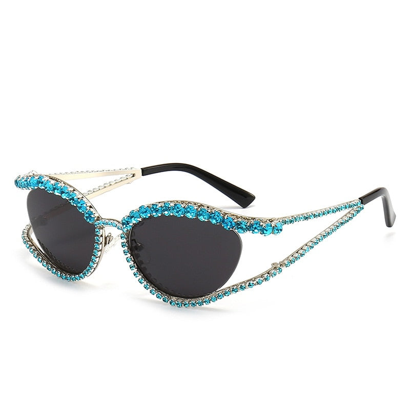 Salutami Neue Modische Vollkristall Glänzende Sonnenbrille für Frauen - Vintage Luxusmarke mit Strasssteinen, elegante Sonnenbrille für Damen
