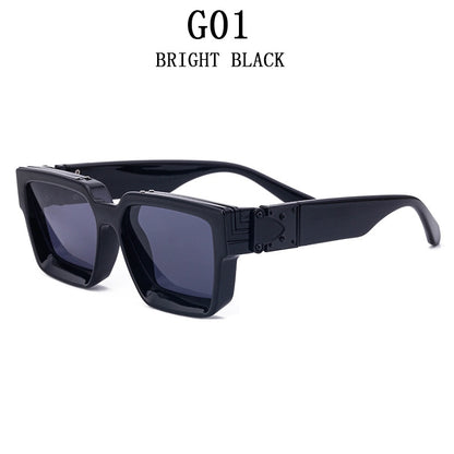 Luxus-Sonnenbrille für Männer, Rapper Sonnenbrille, Vintage-Sonnenbrille, Quadratische übergroße Sonnenbrille für Millionäre UV400