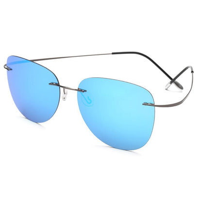 Hochwertige aus 100% Titanium Piloten-Sonnenbrille, Polaroid Polarisiert, Super Leicht und Designer Rimless für Herren UV400
