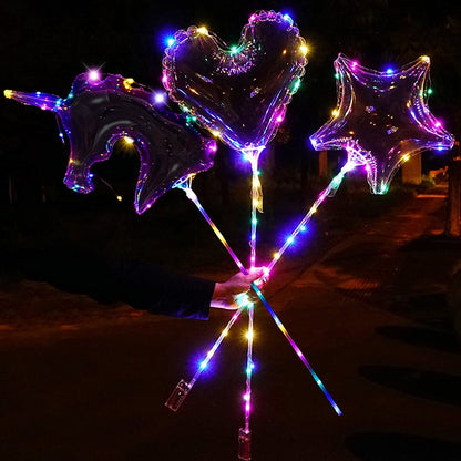 Faszinierende LED-Klarsichtballons: Transparente Bobo-Ballons mit LED-Licht in runden, herzförmigen und sternenförmigen Ausführungen - Perfekte Dekoration für Geburtstagspartys, Boy or Girl Party oder Straßenfest, Lichterfest und Karneval
